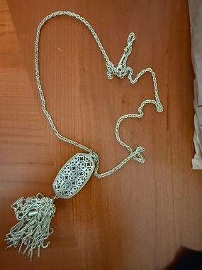 Kendra Scott Silver Filigree Tassel Long Necklace